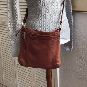 Dark academia style lovely brown leather crossbody